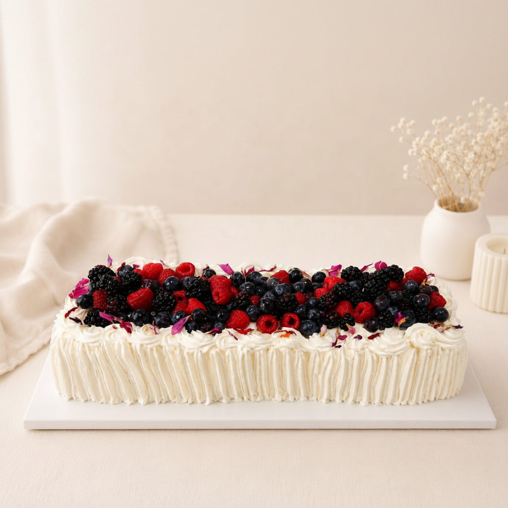 LONG CAKE CON FRUTTI DI BOSCO E FIORI EDULI
